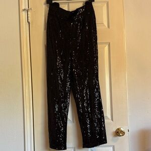 Lane Bryant Black Sequin Wide Leg Pants